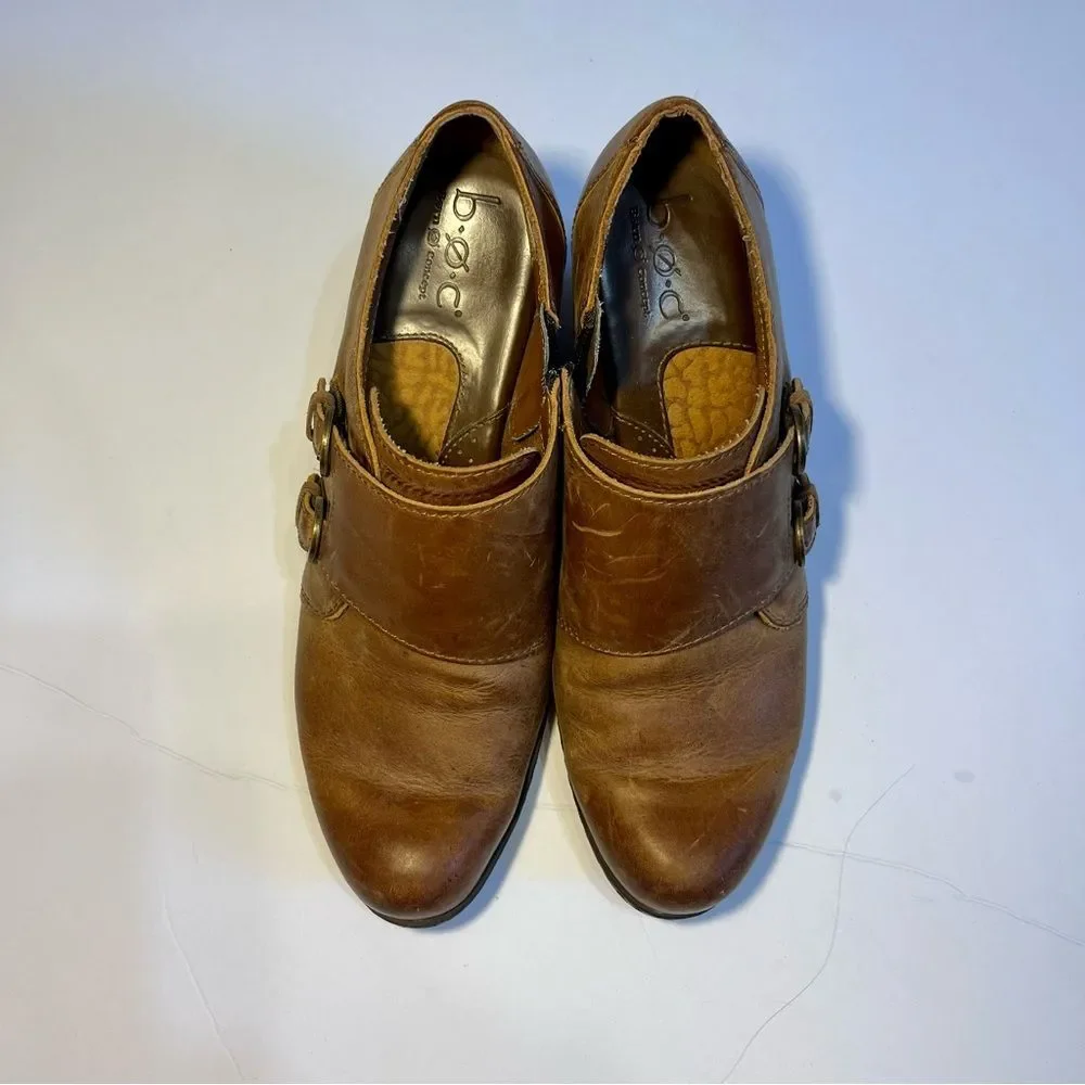 Born Women's Brown Leather Ankle Booties with Buckles